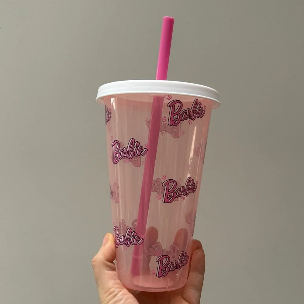 Barbie Pink tumblr Cup with Straw new